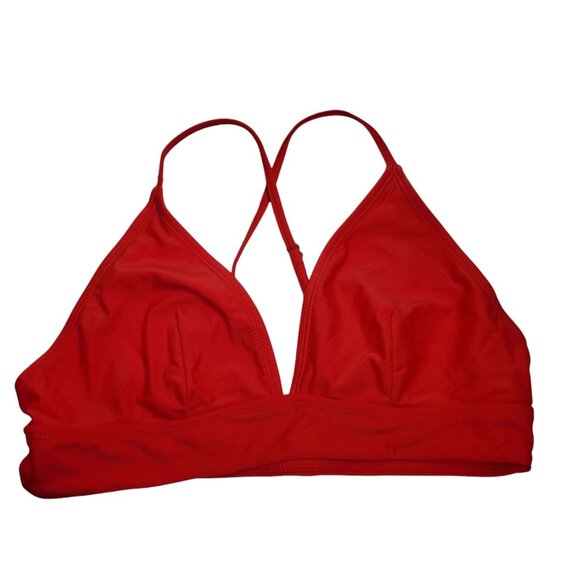Shein Women's Red Basic X-Back Triangle Plunge Pull On Basic Bikini Top Size L - Picture 1 of 3